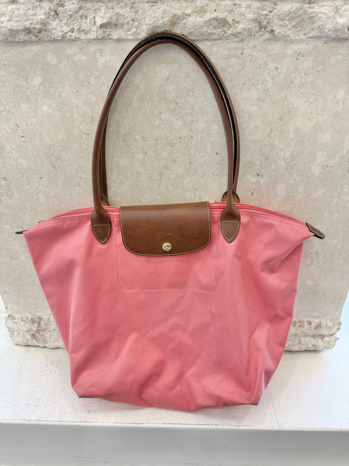Longchamp Zip Top Shoulder Bag in pink