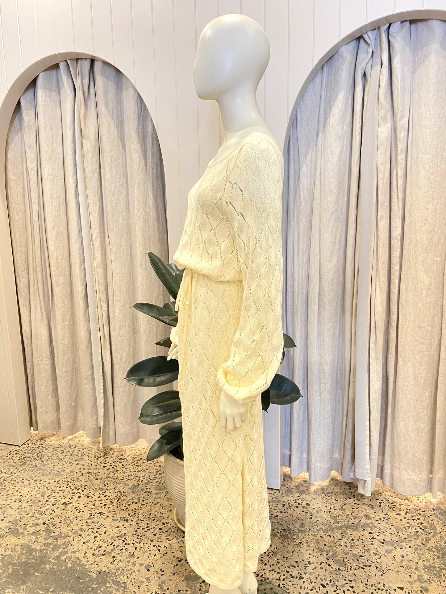 Kivari Khaki Claudia Scoop Back Crochet Midi Dress - Size 10