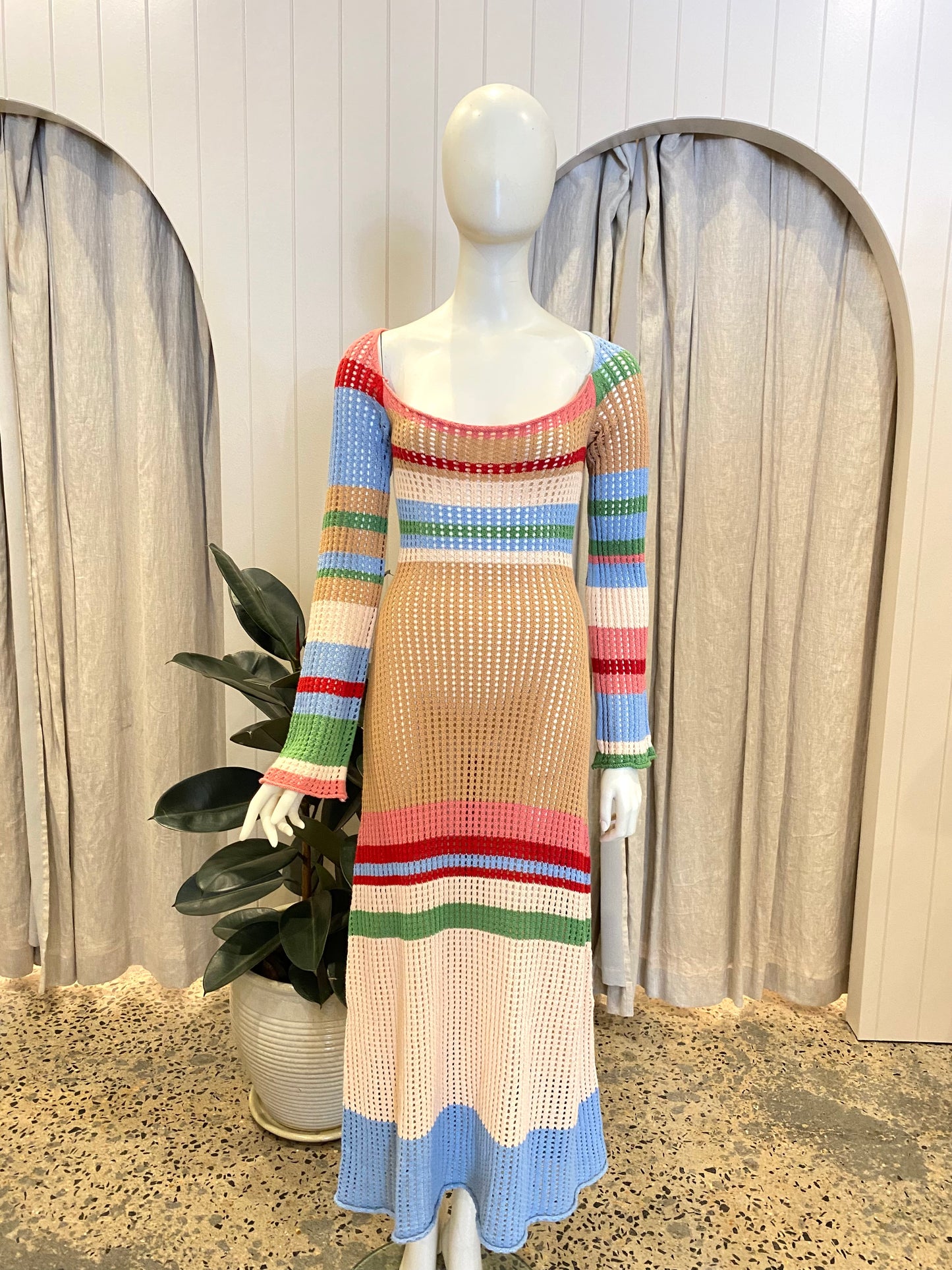 Vrg Girl Rainbow Crochet Maxi Dress - Size 10