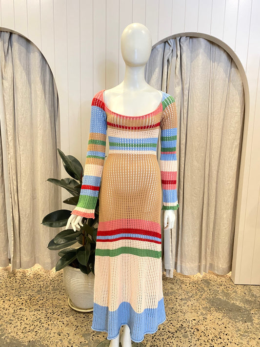 Vrg Girl Rainbow Crochet Maxi Dress - Size 10