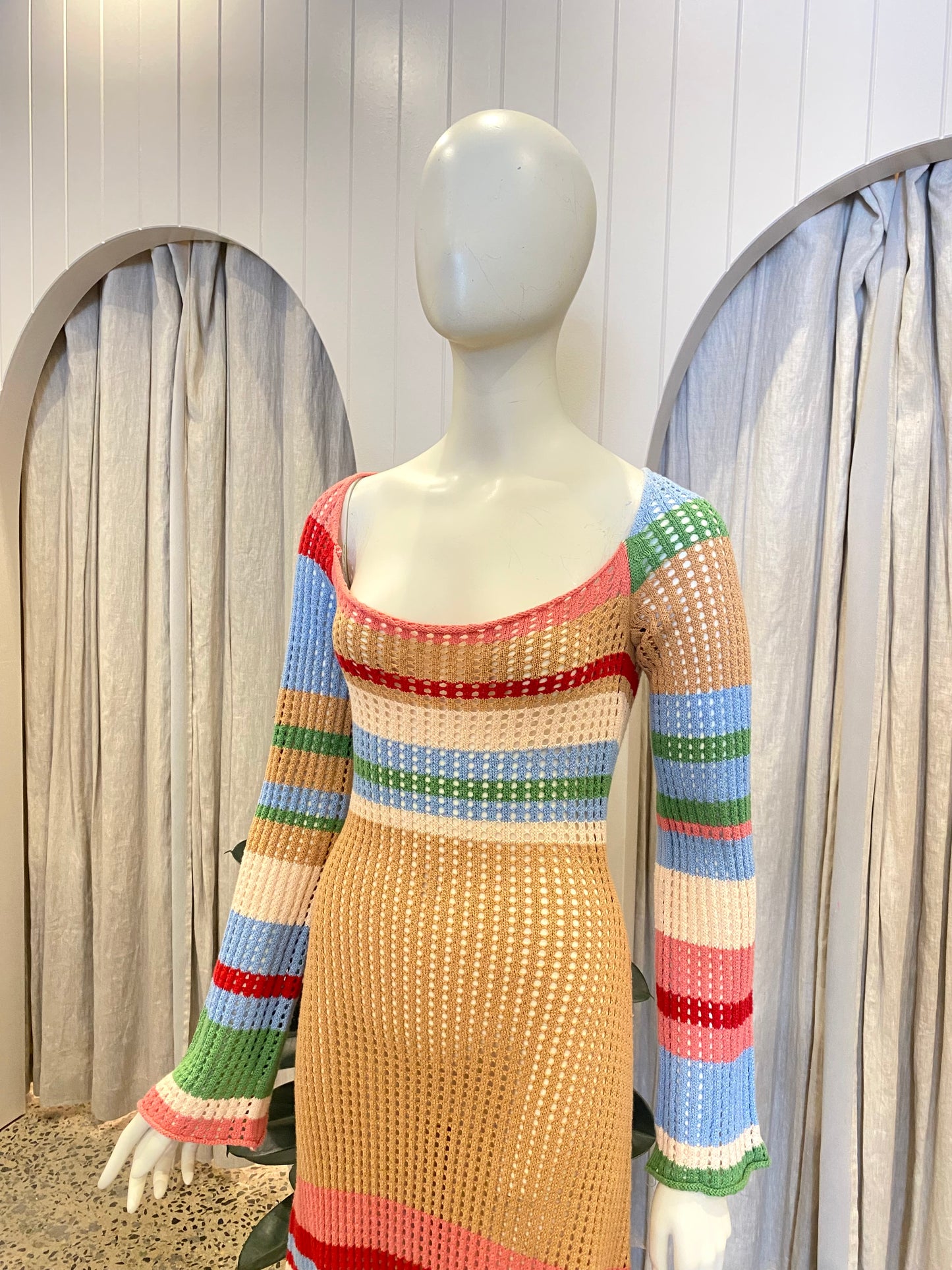 Vrg Girl Rainbow Crochet Maxi Dress - Size 10