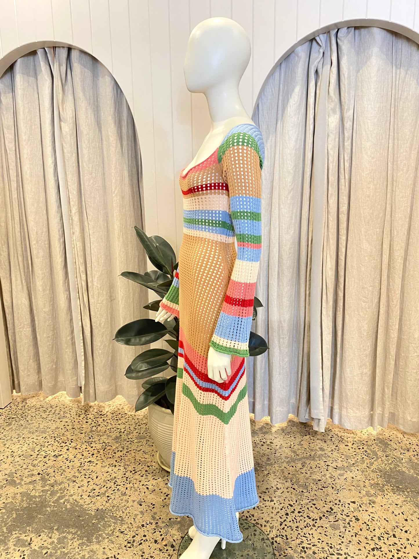 Vrg Girl Rainbow Crochet Maxi Dress - Size 10