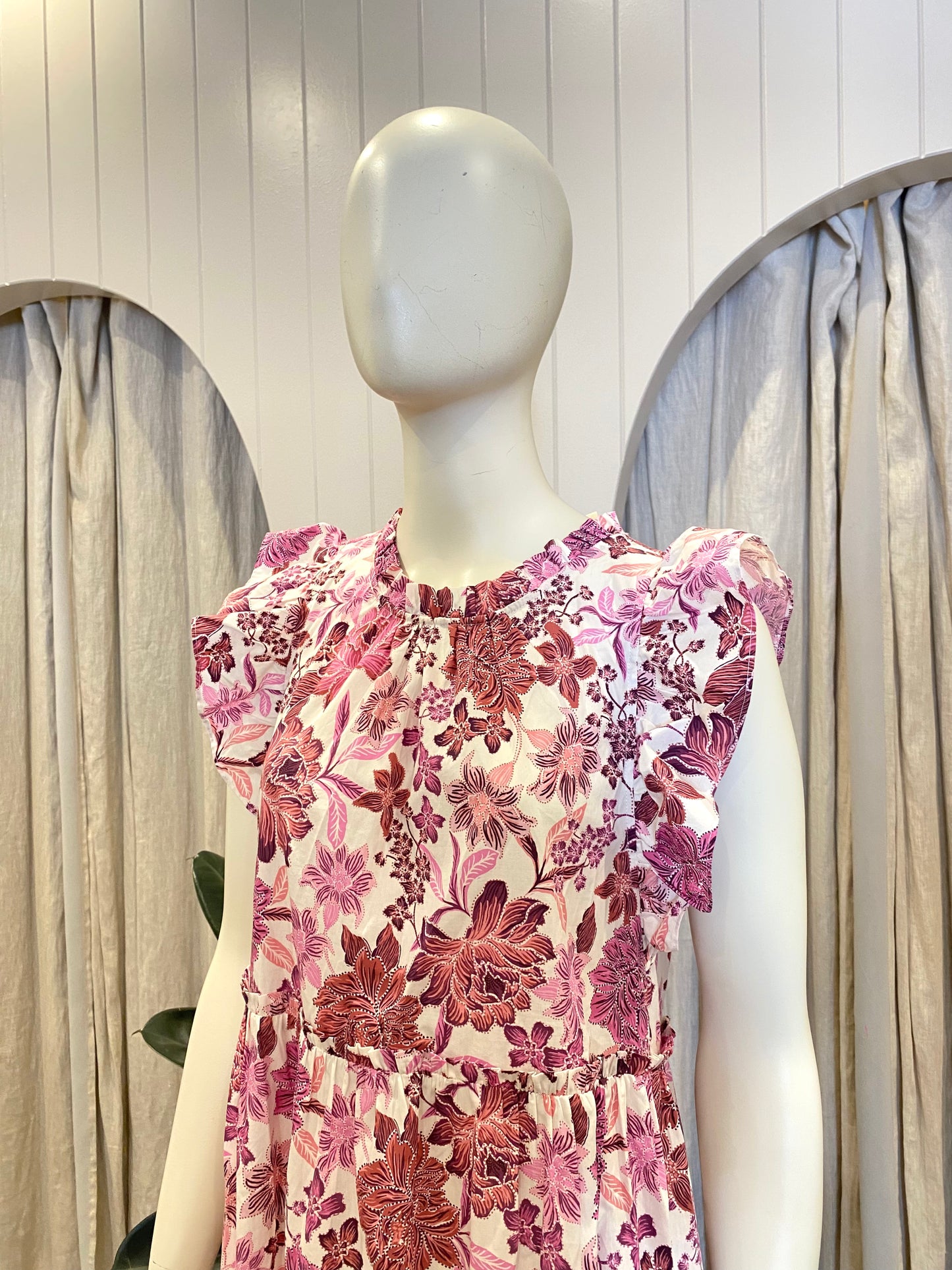 Kachel Purple Floral Sleeveless Midi Dress - Size 12