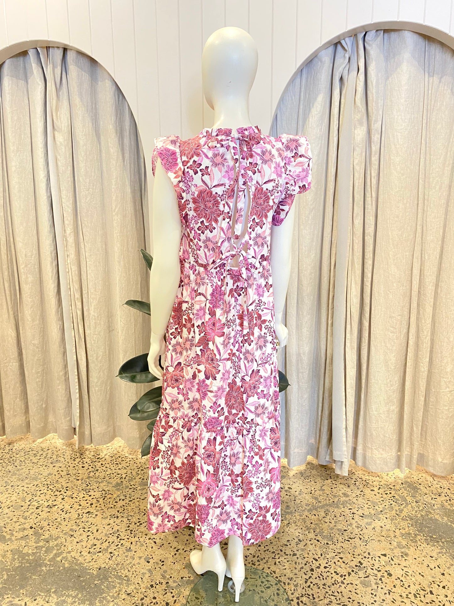 Kachel Purple Floral Sleeveless Midi Dress - Size 12