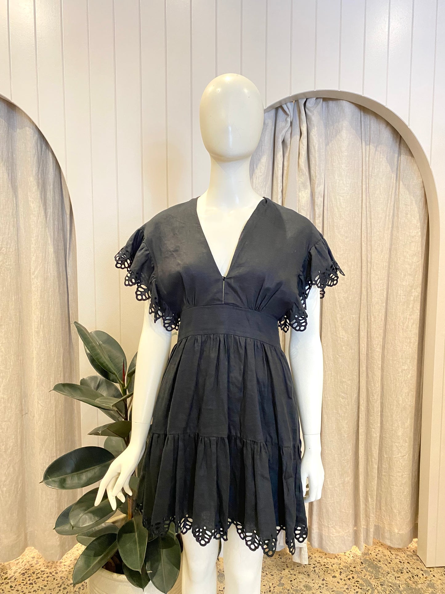 Magali Pascal Black Linen Mini Dress - Size S