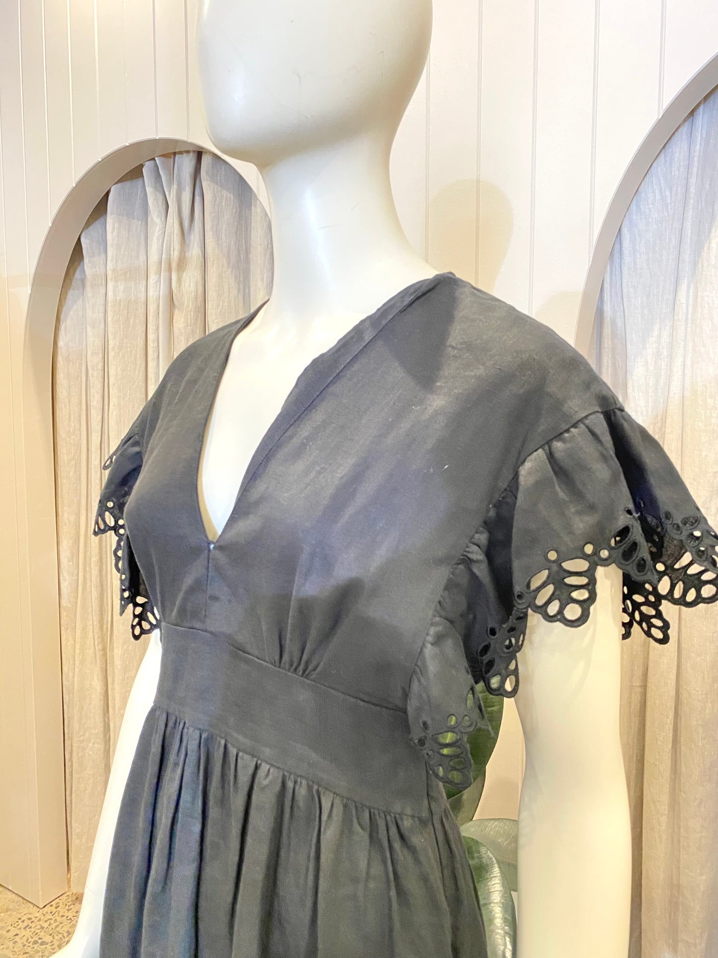 Magali Pascal Black Linen Mini Dress - Size S