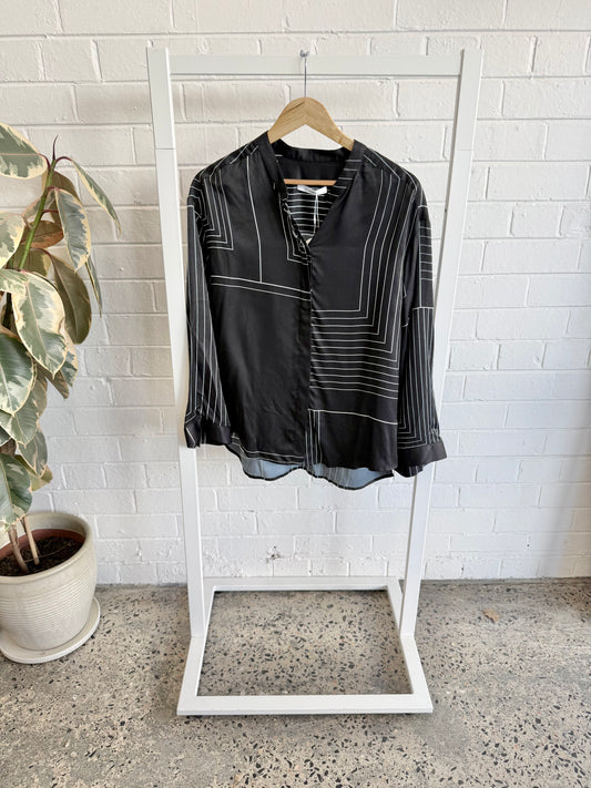 Morrison Black Priya Silk Blend Shirt - Size 1 (8)