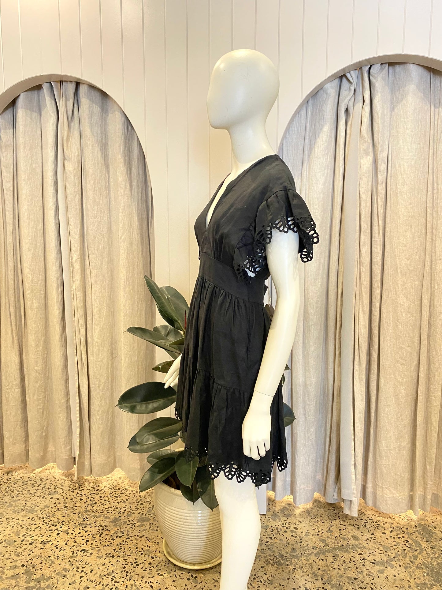 Magali Pascal Black Linen Mini Dress - Size S