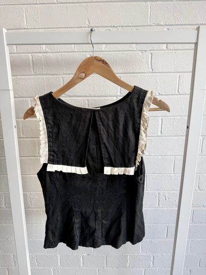 VRG Girl Black Indra Linen Top - Size 10