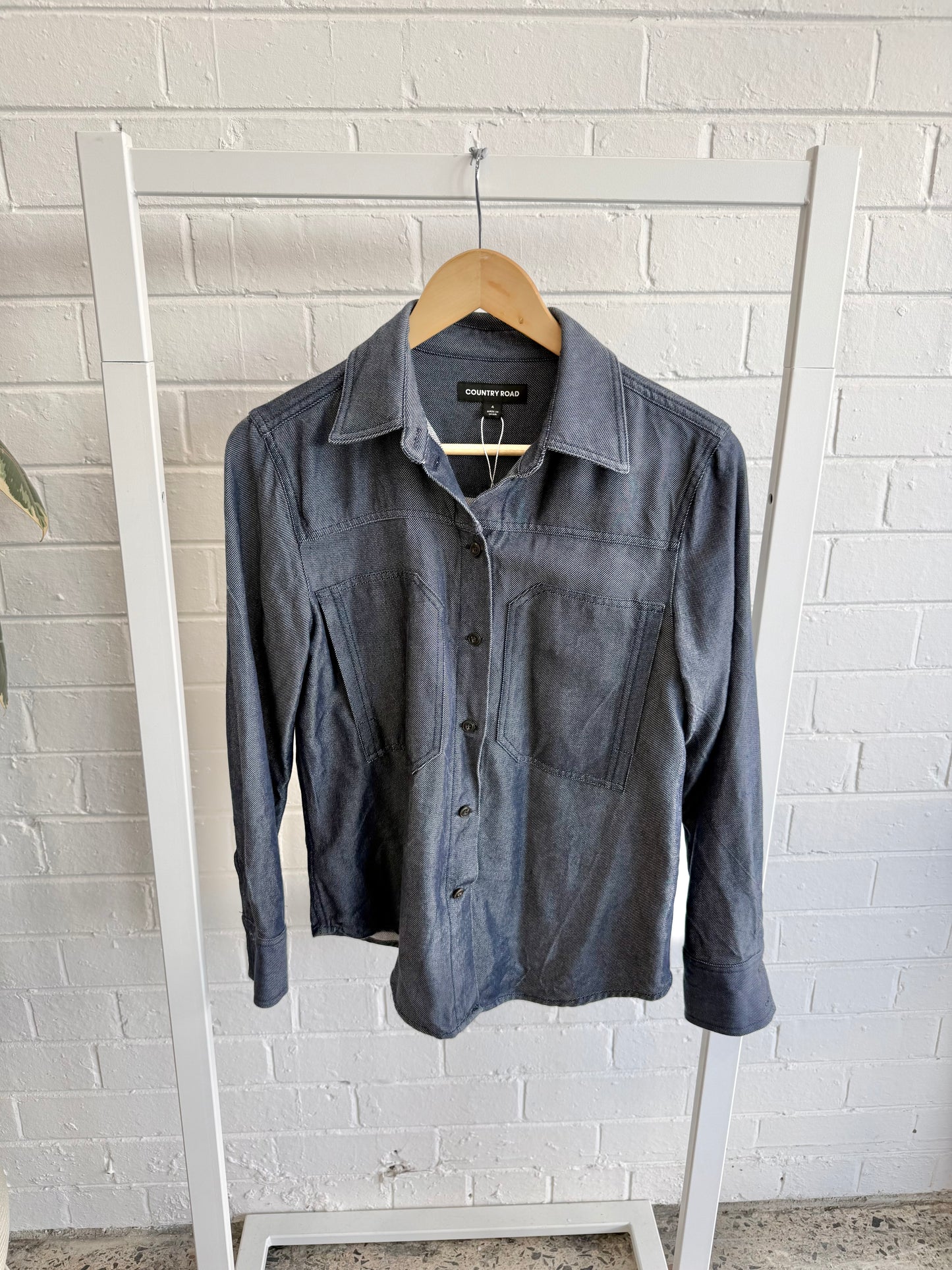 Country Road Indigo Chambray Shirt - Size 4