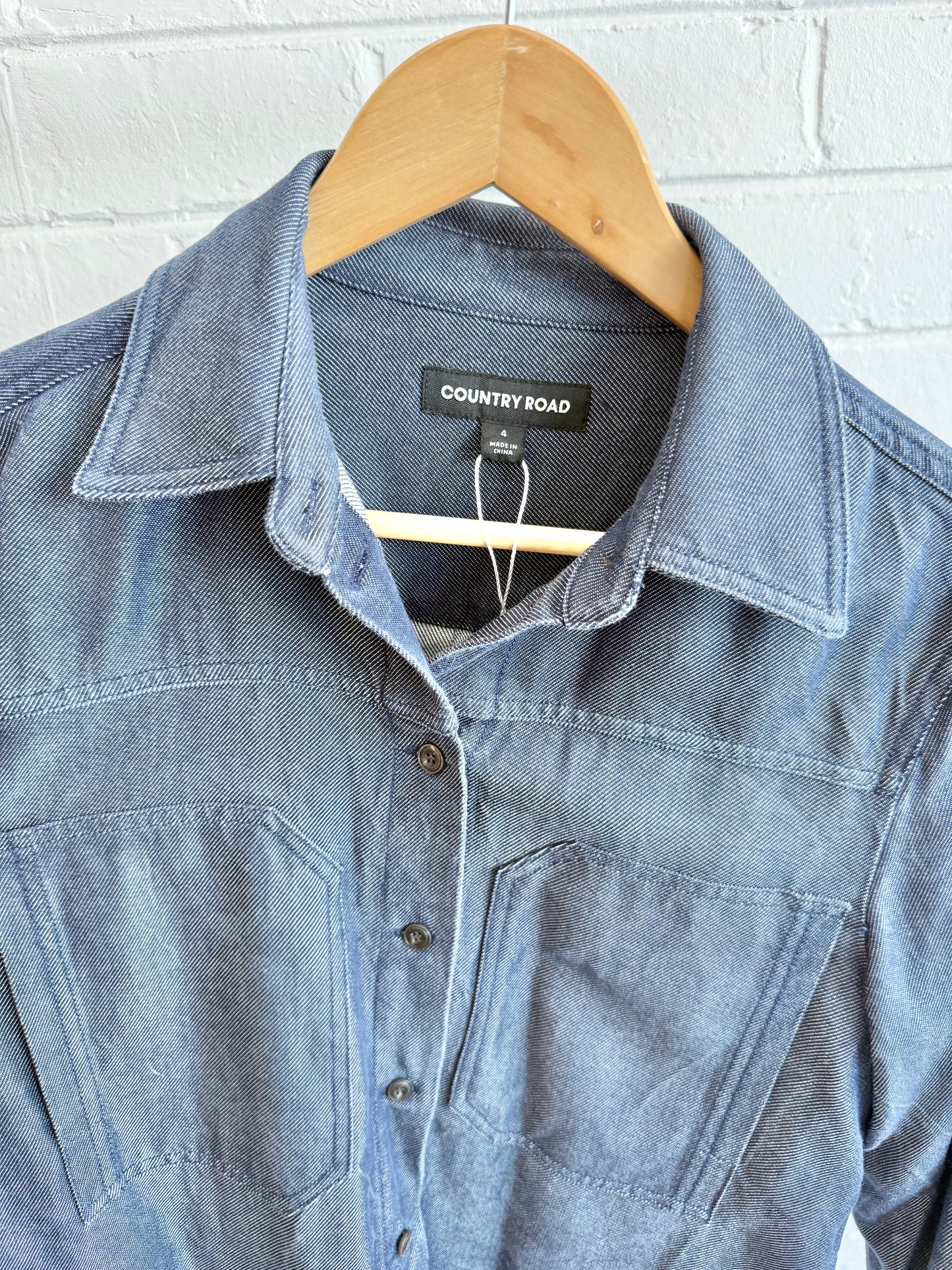 Country Road Indigo Chambray Shirt - Size 4