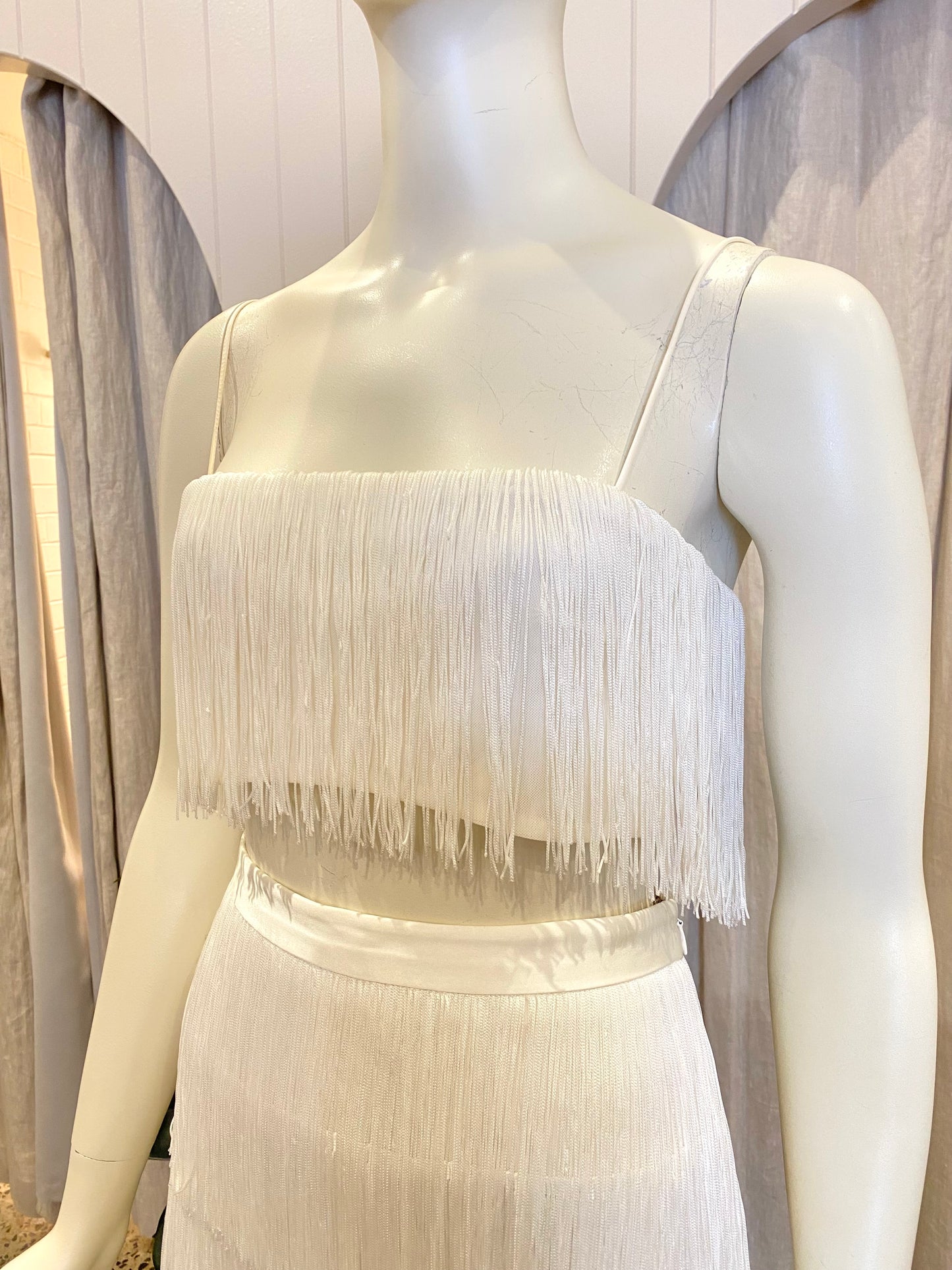 Meshki Sofia Fringe Set in White - Size 8/10