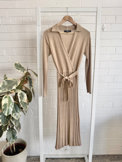 Cable Melbourne Knit Midi Dress in Camel - Size 8