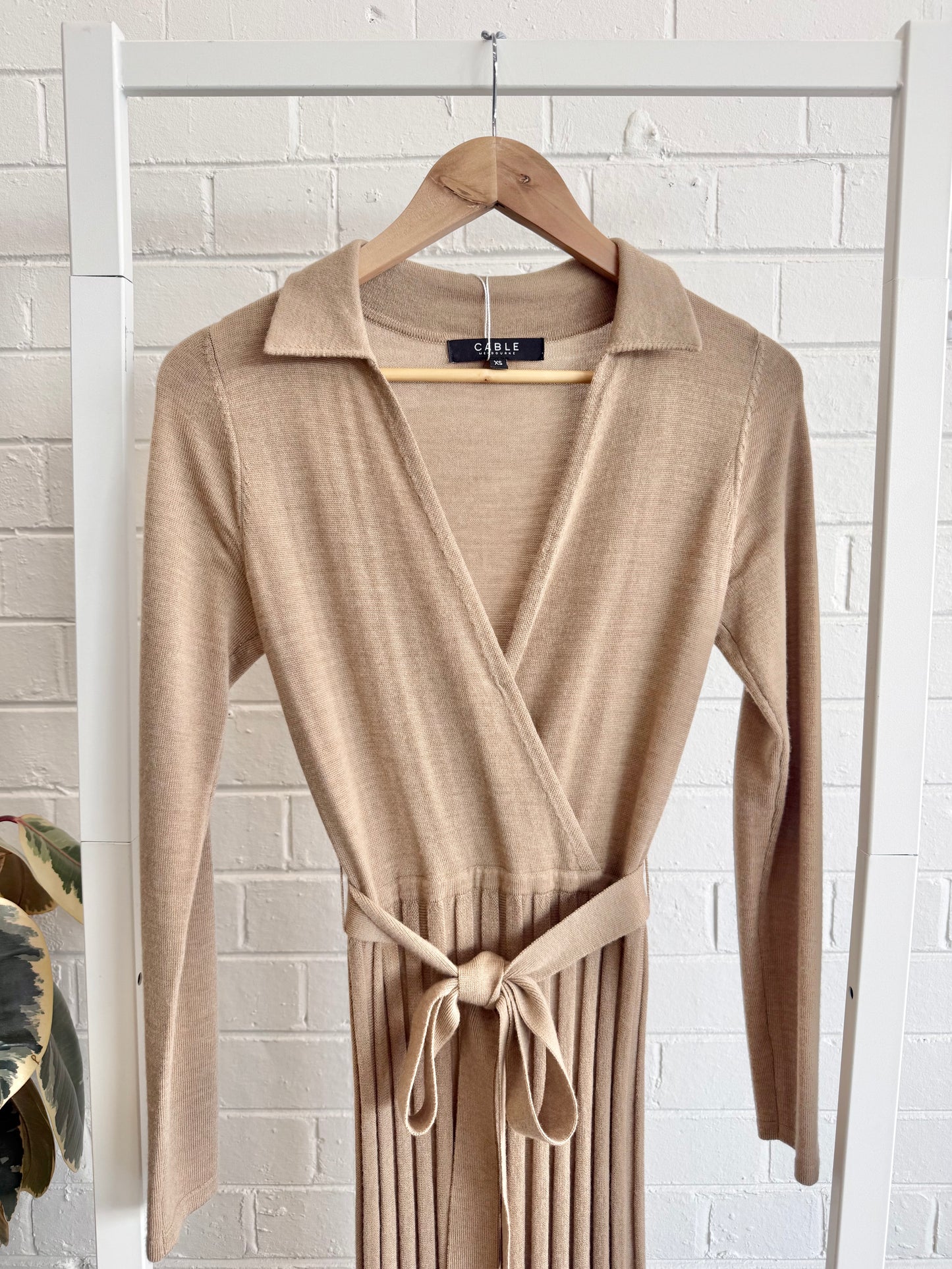 Cable Melbourne Knit Midi Dress in Camel - Size 8