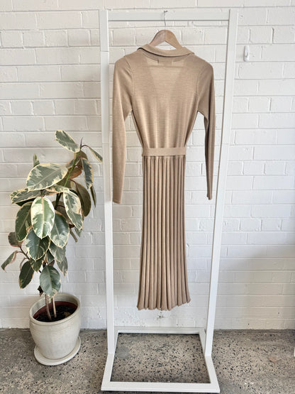 Cable Melbourne Knit Midi Dress in Camel - Size 8