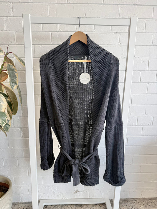 Isabel Marant Tie Up Knit Cardigan in Navy - Size 1 (10)