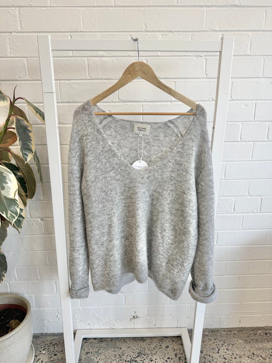 Second Female Brook Knit Jumper - Grey - Size Small (10-12)