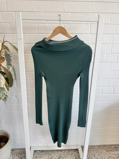 Scanlan Theodore Crepe Knit Dress - Forest Green - Size Medium