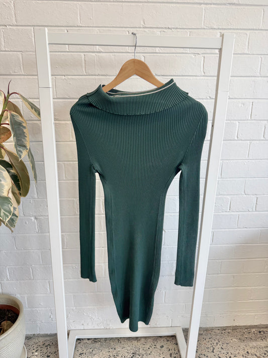 Scanlan Theodore Crepe Knit Dress - Forest Green - Size Medium