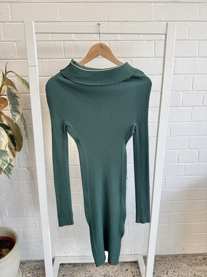 Scanlan Theodore Crepe Knit Dress - Forest Green - Size Medium