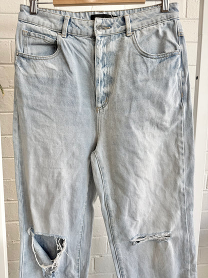 Witchery Distressed Straight Leg Jeans - Size 12