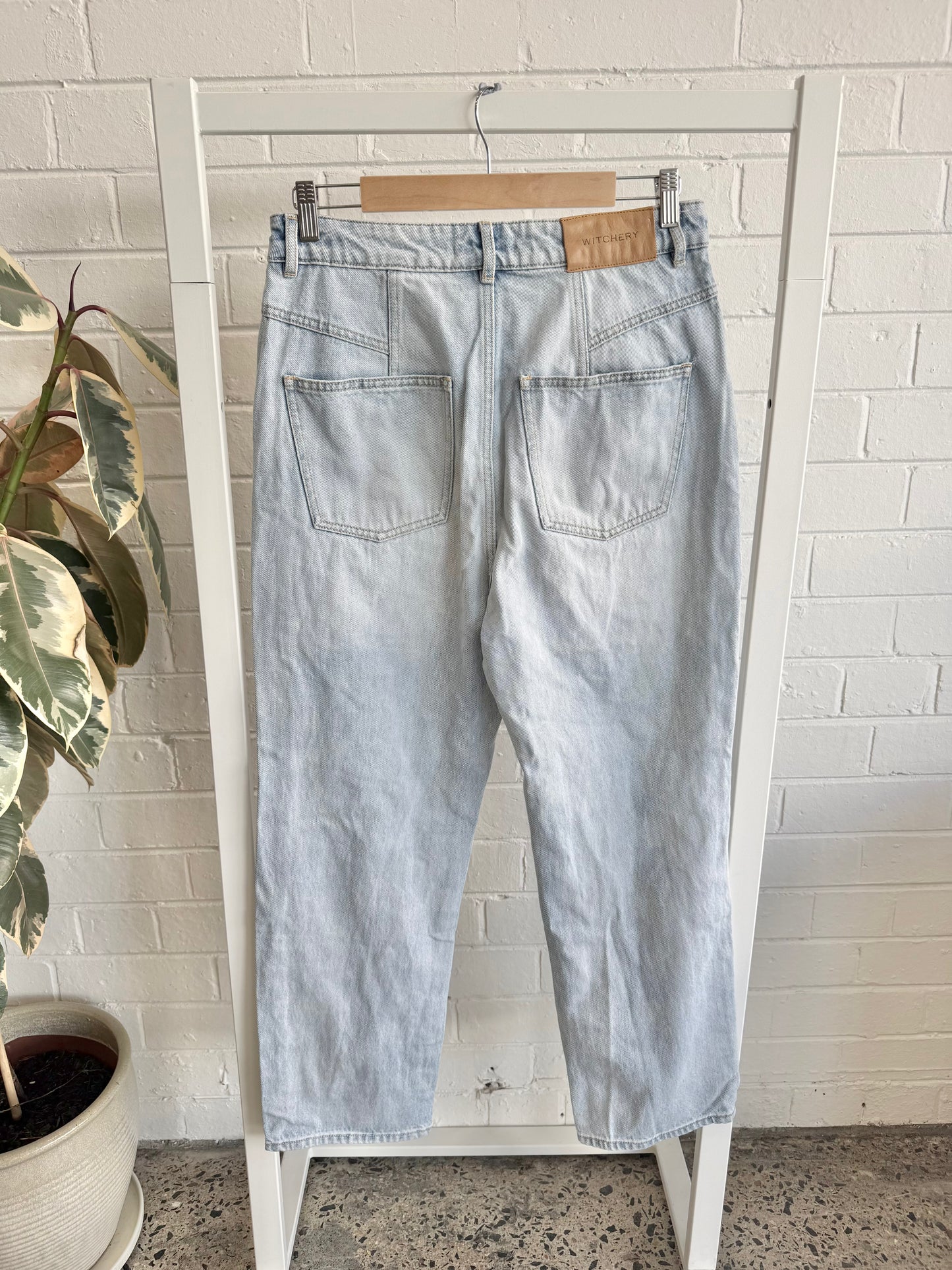 Witchery Distressed Straight Leg Jeans - Size 12