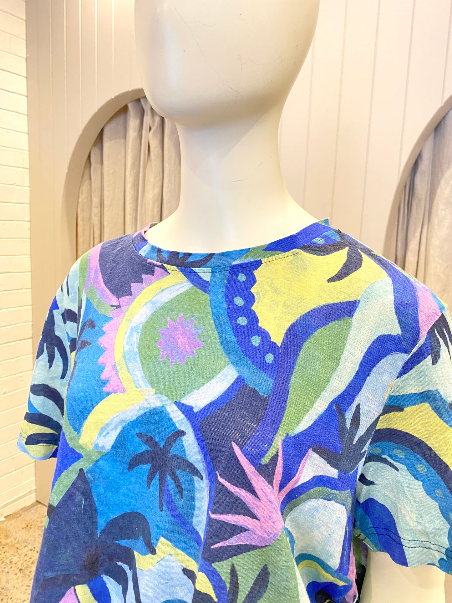 Gorman Hemp Tee in Palm Print - Size 14