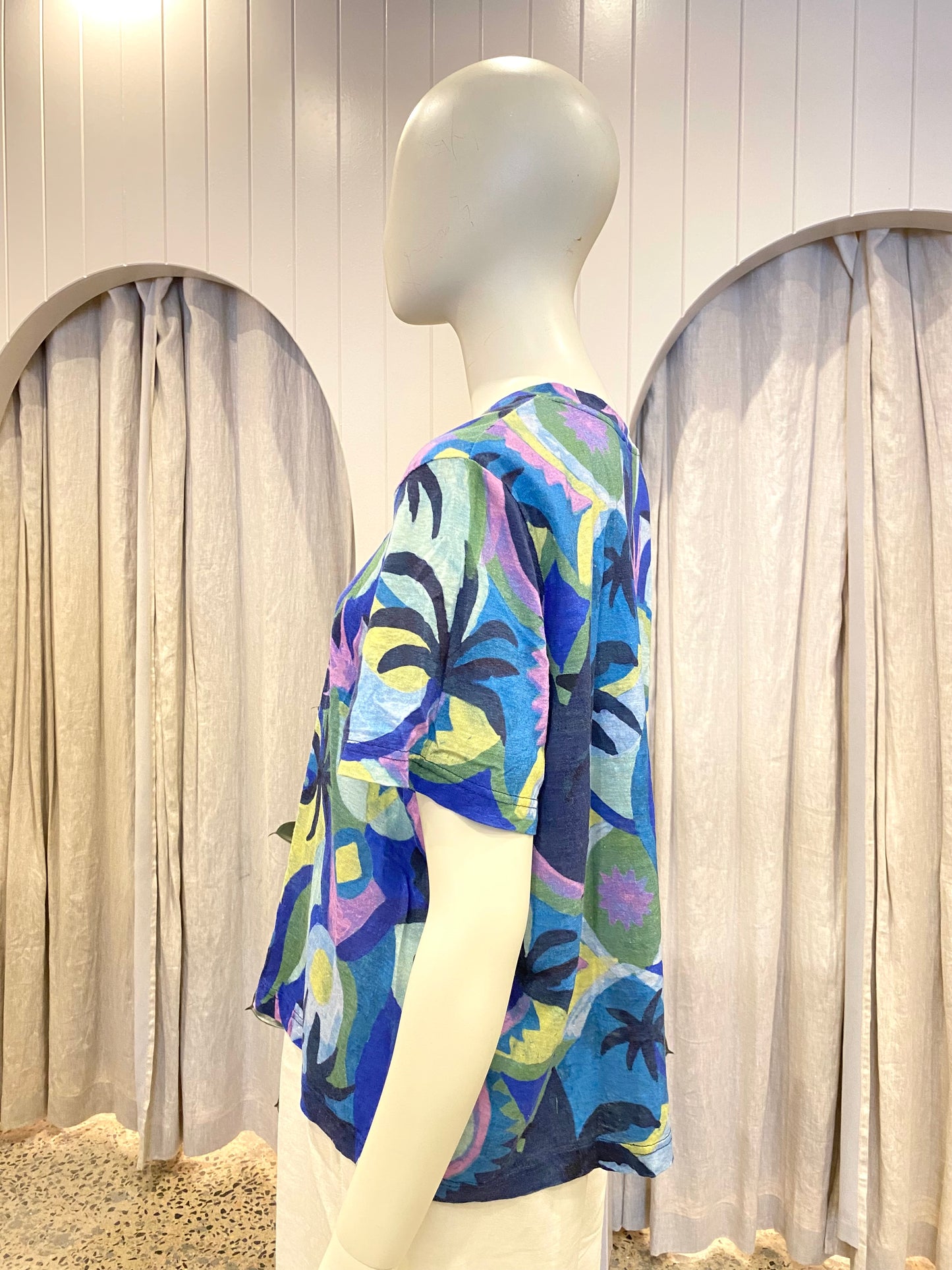 Gorman Hemp Tee in Palm Print - Size 14