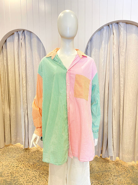 BLANCA Benny Shirt in Rainbow - One Size