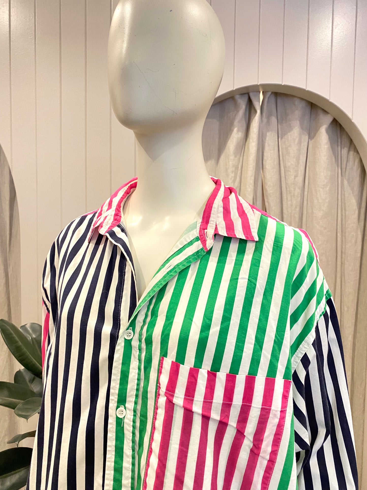 BLANCA Benny Shirt in Black/Green - One Size