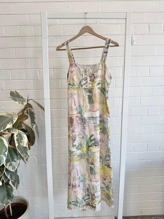 JUMP 'Tiger Island' Ric Rac Midi Dress - Size 8