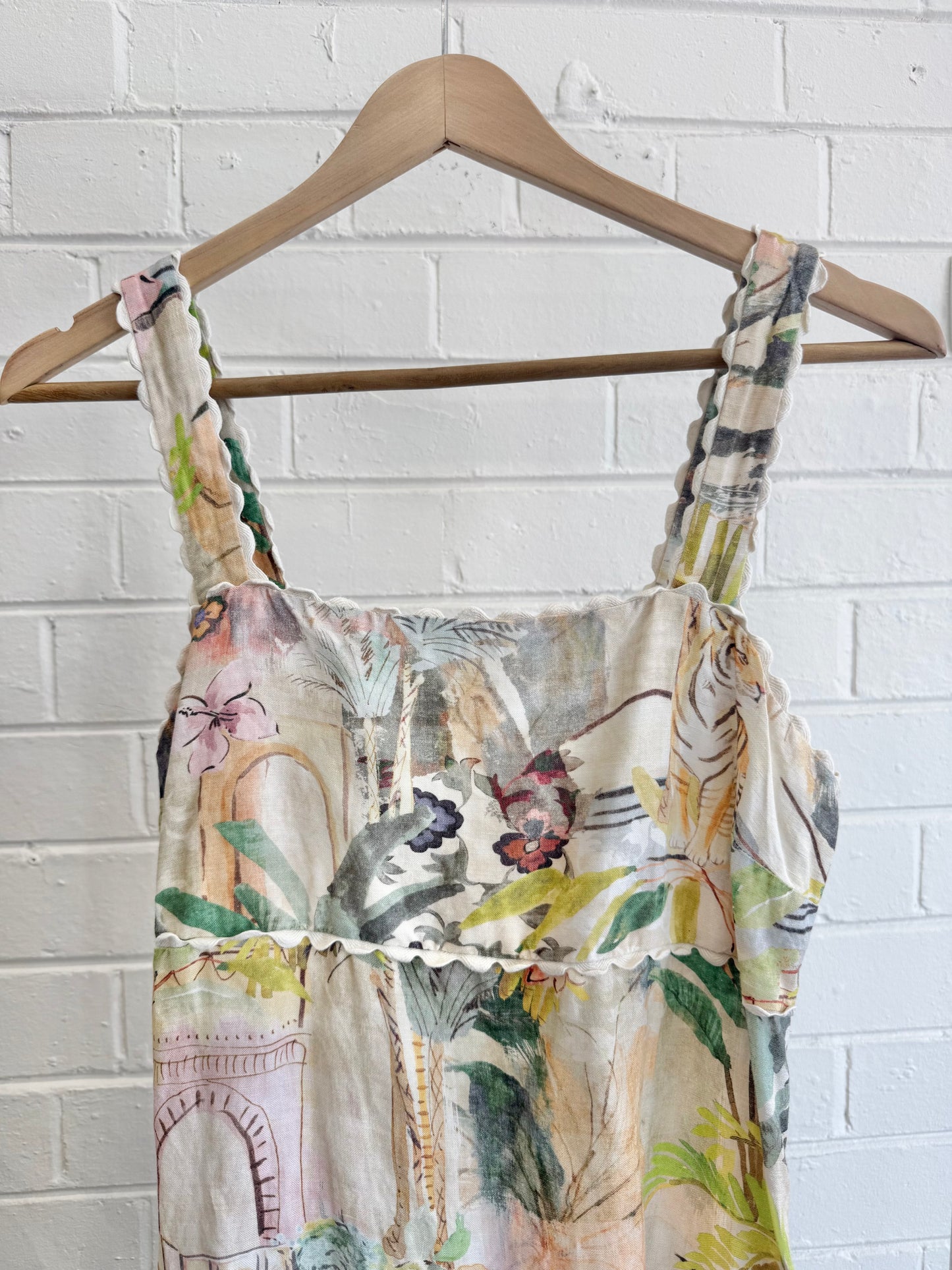 JUMP 'Tiger Island' Ric Rac Midi Dress - Size 8