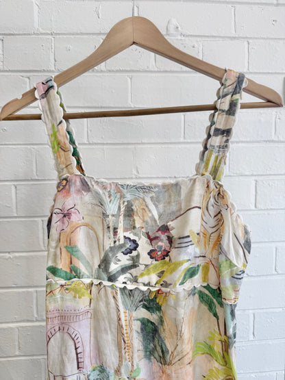 JUMP 'Tiger Island' Ric Rac Midi Dress - Size 8