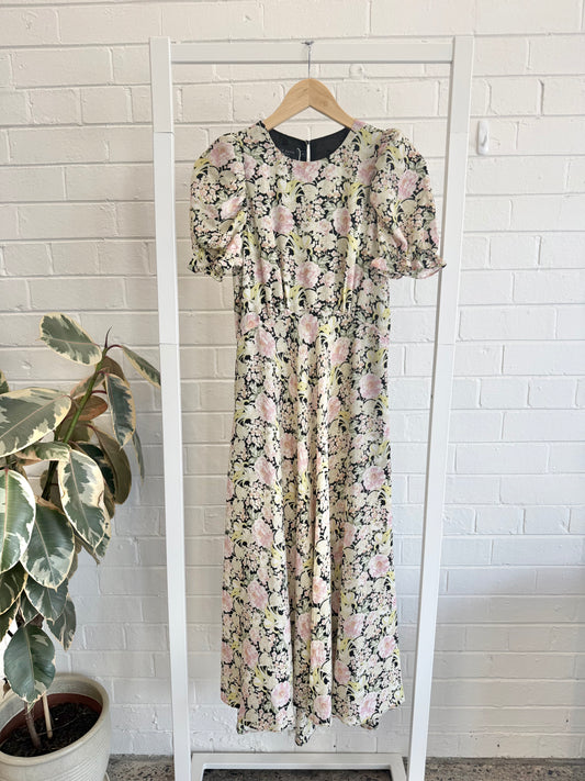 Ted Baker Altheea Puff Sleeve Midi Dress in Floral - Size 2 (10)