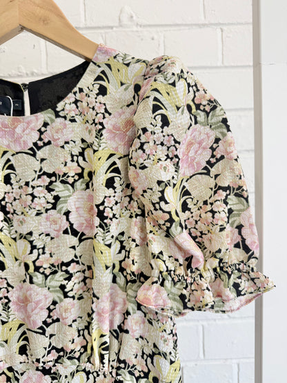 Ted Baker Altheea Puff Sleeve Midi Dress in Floral - Size 2 (10)