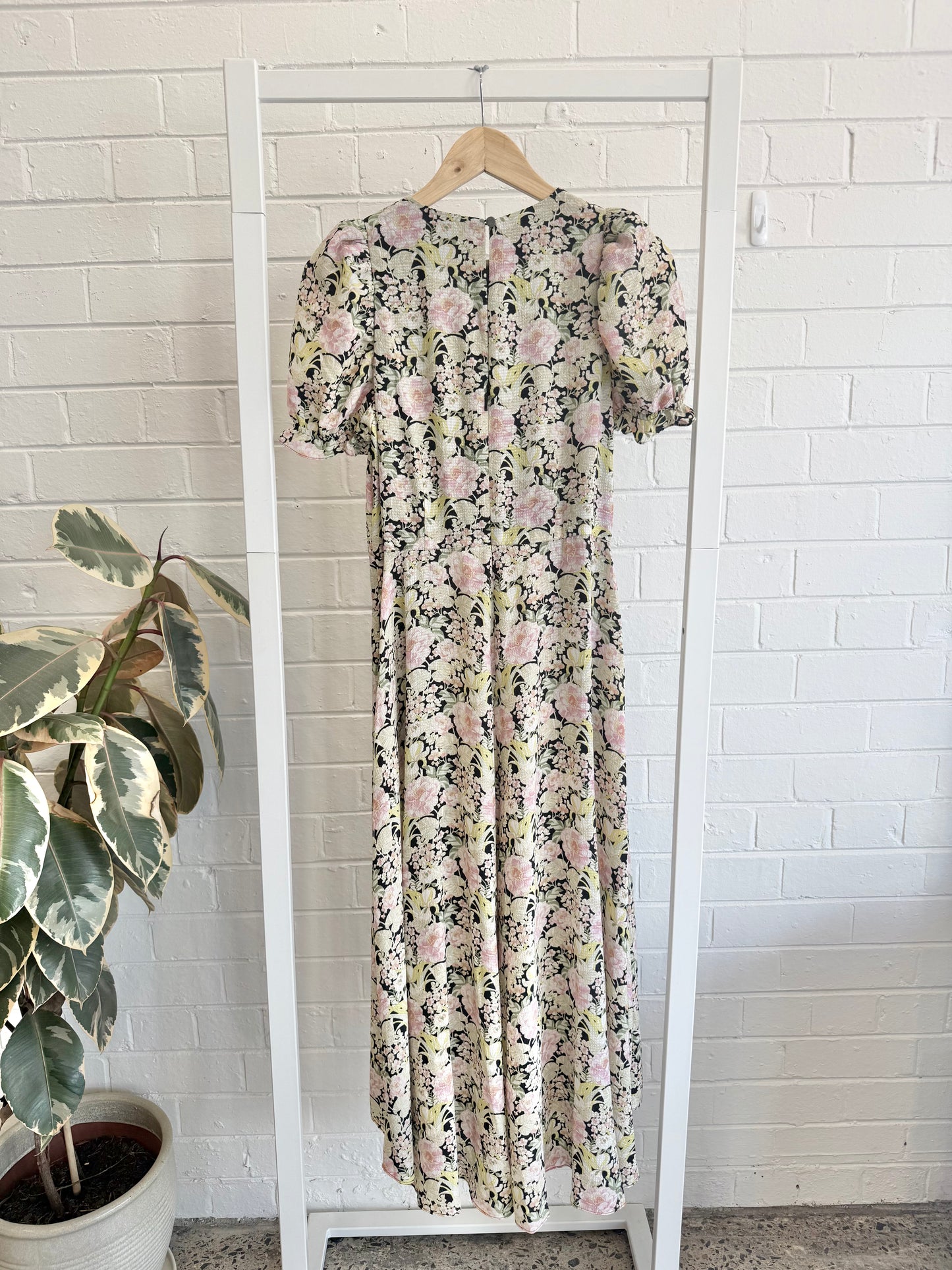 Ted Baker Altheea Puff Sleeve Midi Dress in Floral - Size 2 (10)