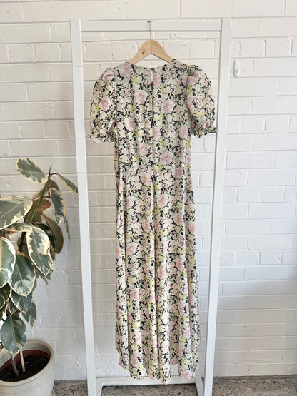 Ted Baker Altheea Puff Sleeve Midi Dress in Floral - Size 2 (10)