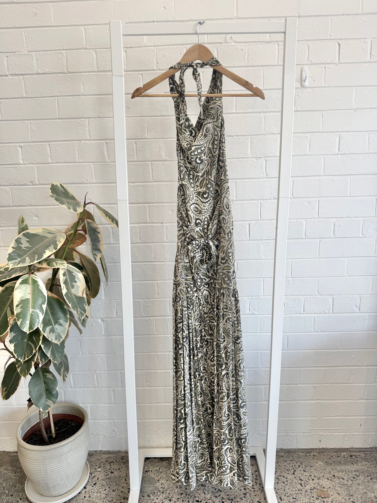 Matteau Scarf Paisley Print Silk Maxi Dress - Size 8