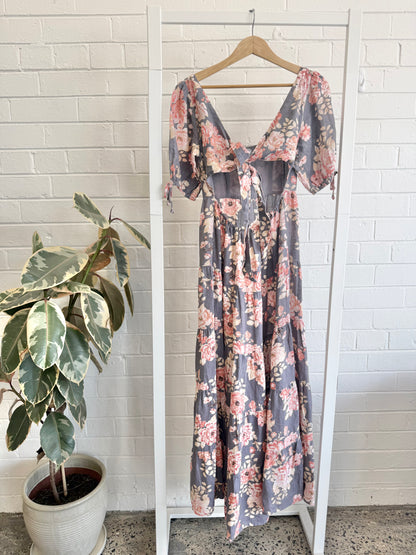 Kivari 'Hope' Tiered Maxi Dress in Floral Print - Size 8