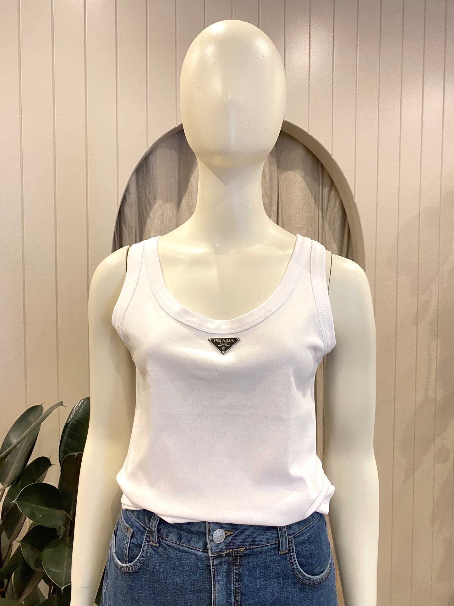 Prada Logo Cotton Tank Top - Size 10