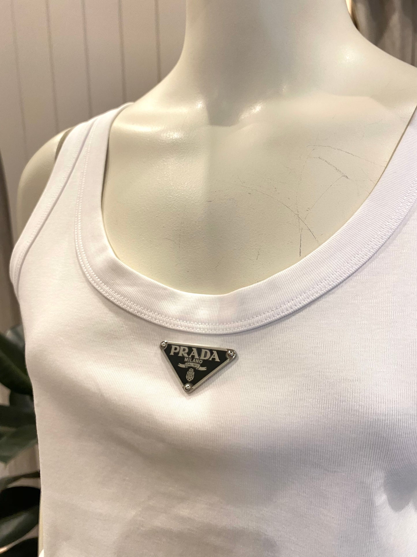 Prada Logo Cotton Tank Top - Size 10