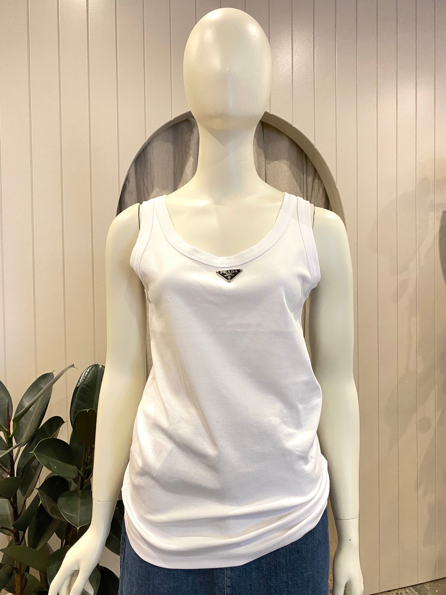 Prada Logo Cotton Tank Top - Size 10