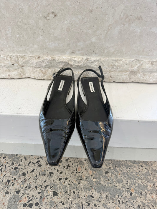 Country Road Black Patent Slingbacks - Size 40
