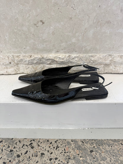 Country Road Black Patent Slingbacks - Size 40