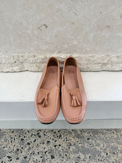 Bared Salmon Leather Loafers - Size 38