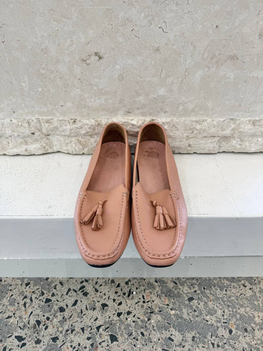 Bared Salmon Leather Loafers - Size 38