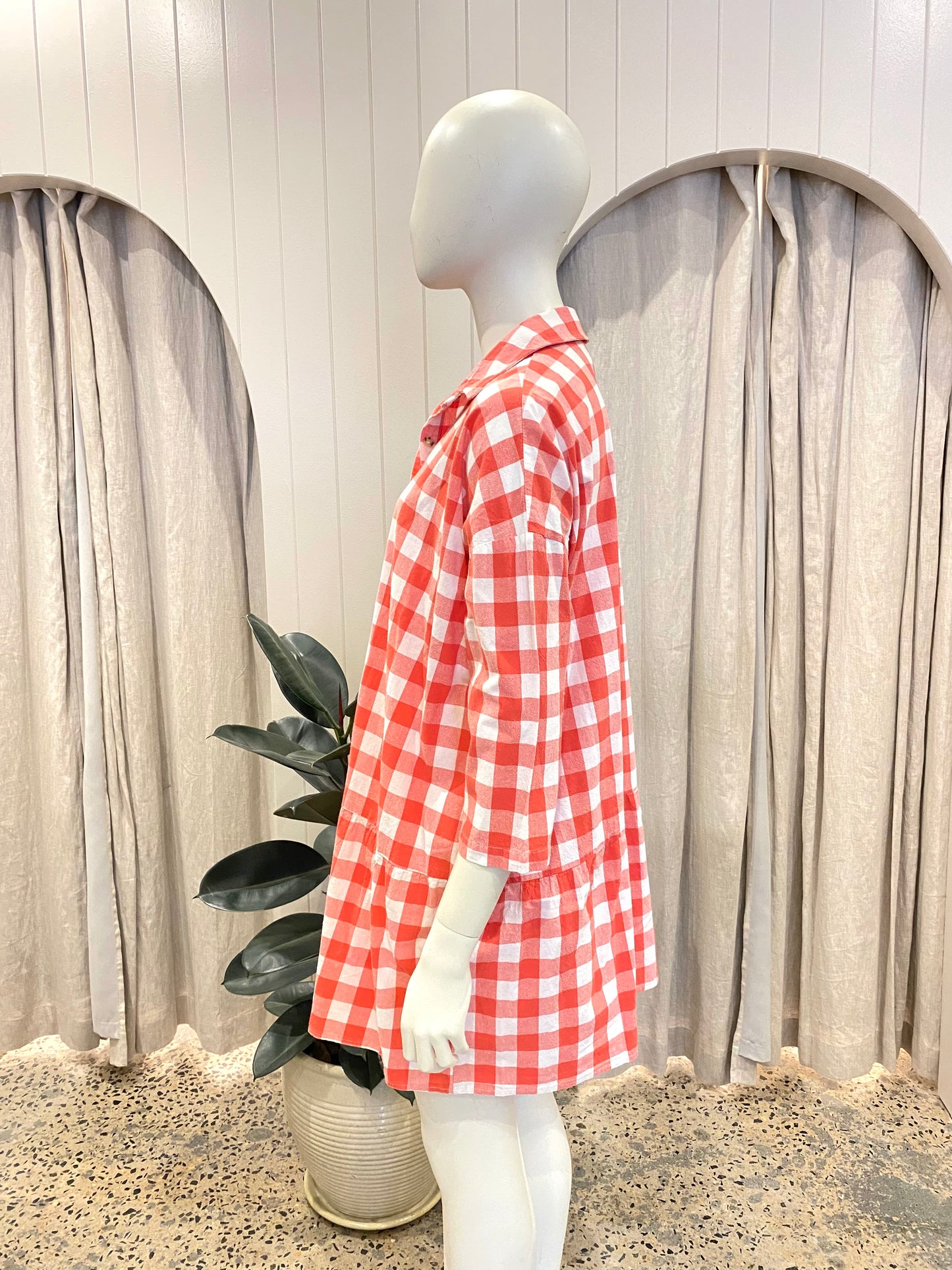 La Boheme Girls 'Moxie' Mini Dress in Red Gingham - One Size