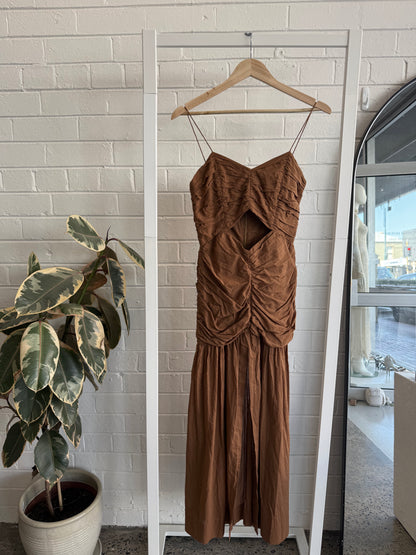 Bec and Bridge Brown Midi Dress - Size 6