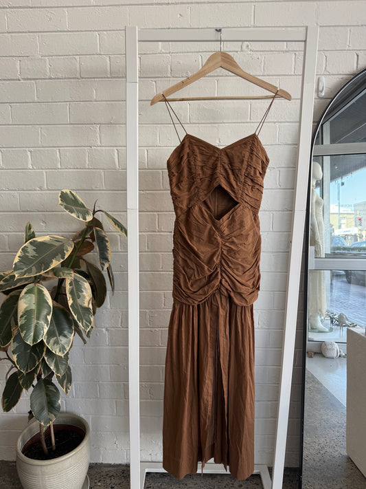 Bec and Bridge Brown Midi Dress - Size 6
