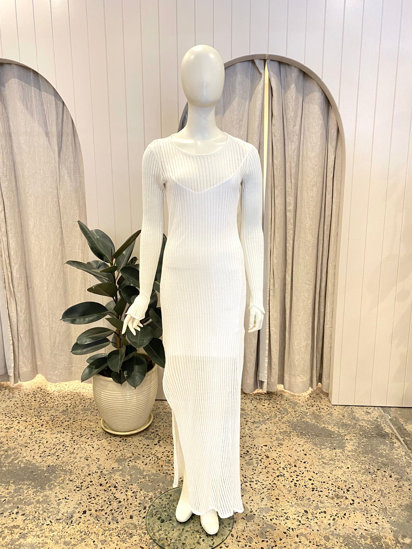 Sass & Bide Ribbed Knit Dress in White - Size Small (10)